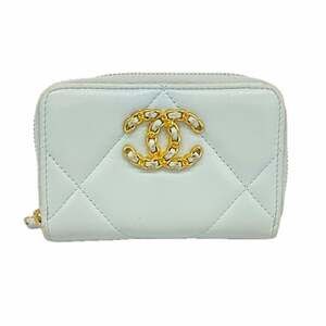 CHANEL Blue Lambskin Leather Wallet